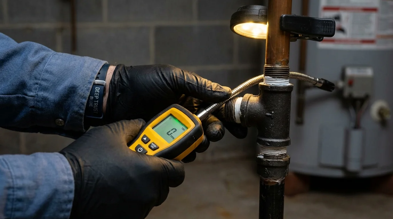 Gas leak detection with electronic sniffer by Johns Plumbing LLC in Waupaca