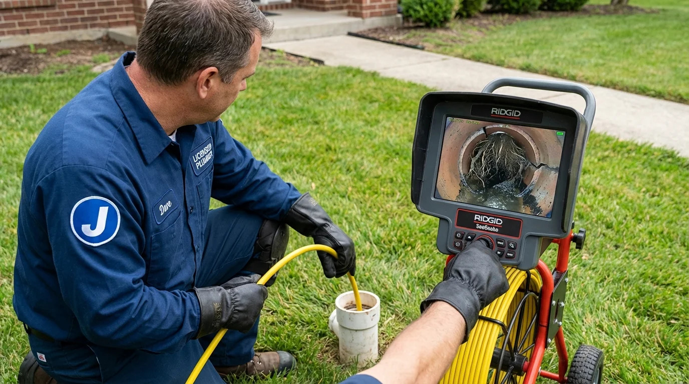 Sewer camera inspection being performed by Johns Plumbing LLC in Waupaca
